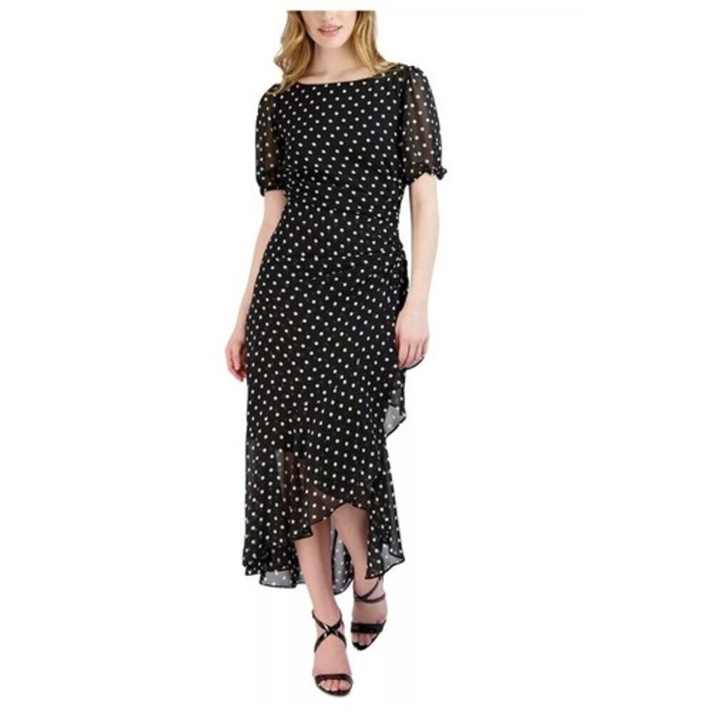 Julia Jordan Women's Polka Dot Ruffled Maxi Dress - Black/white